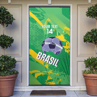 Custom Brazil Football Door Cover Vamos Selecao Brushes Style - Wonder Print Shop