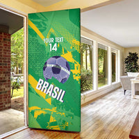 Custom Brazil Football Door Cover Vamos Selecao Brushes Style - Wonder Print Shop