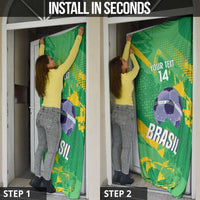 Custom Brazil Football Door Cover Vamos Selecao Brushes Style - Wonder Print Shop