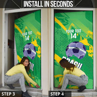 Custom Brazil Football Door Cover Vamos Selecao Brushes Style - Wonder Print Shop