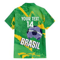 Custom Brazil Football Family Matching Mermaid Dress and Hawaiian Shirt Vamos Selecao Brushes Style - Wonder Print Shop