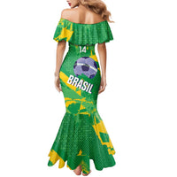 Custom Brazil Football Family Matching Mermaid Dress and Hawaiian Shirt Vamos Selecao Brushes Style - Wonder Print Shop
