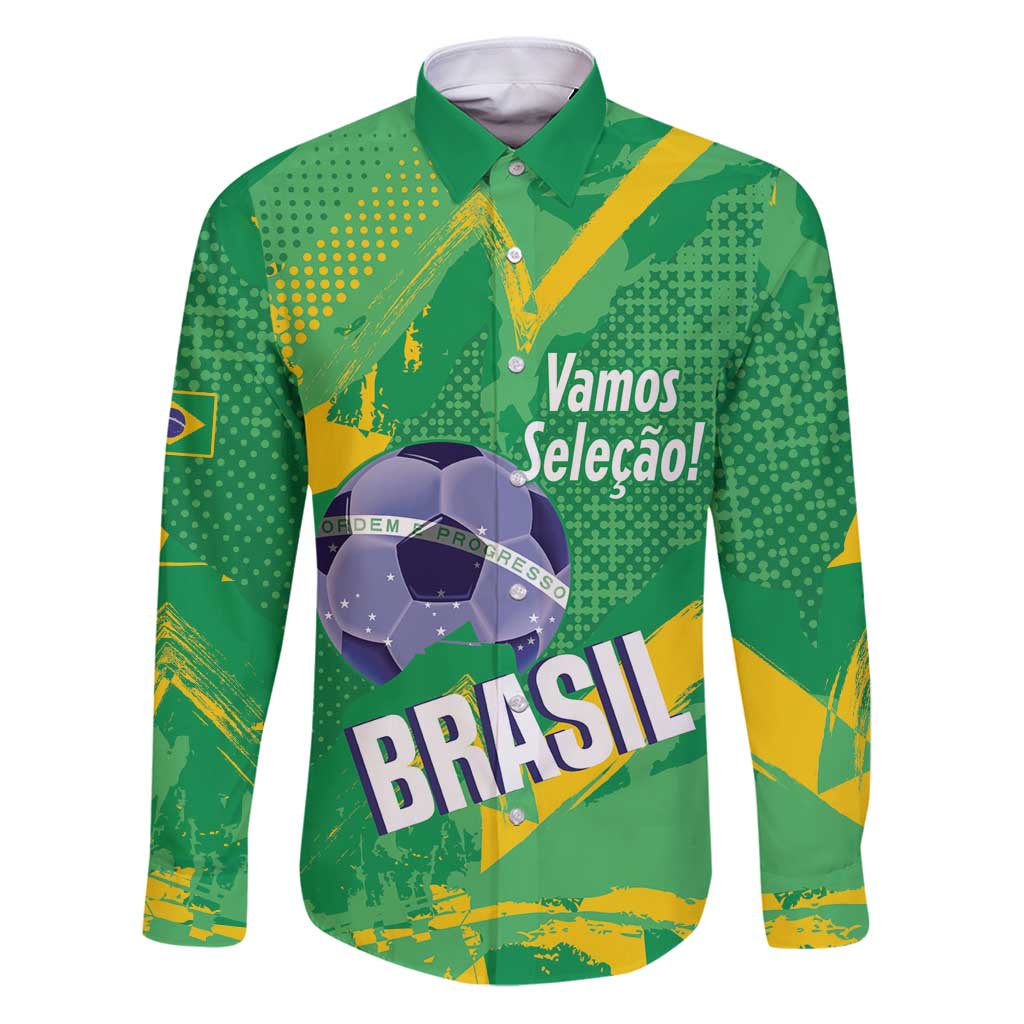 Custom Brazil Football Family Matching Puletasi and Hawaiian Shirt Vamos Selecao Brushes Style - Wonder Print Shop