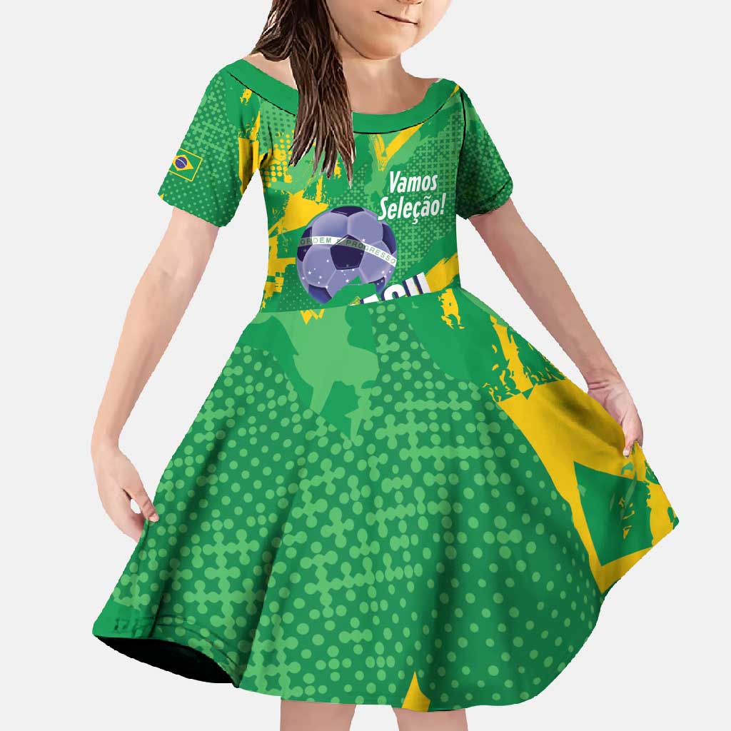 Custom Brazil Football Family Matching Tank Maxi Dress and Hawaiian Shirt Vamos Selecao Brushes Style - Wonder Print Shop