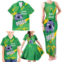 Custom Brazil Football Family Matching Tank Maxi Dress and Hawaiian Shirt Vamos Selecao Brushes Style - Wonder Print Shop