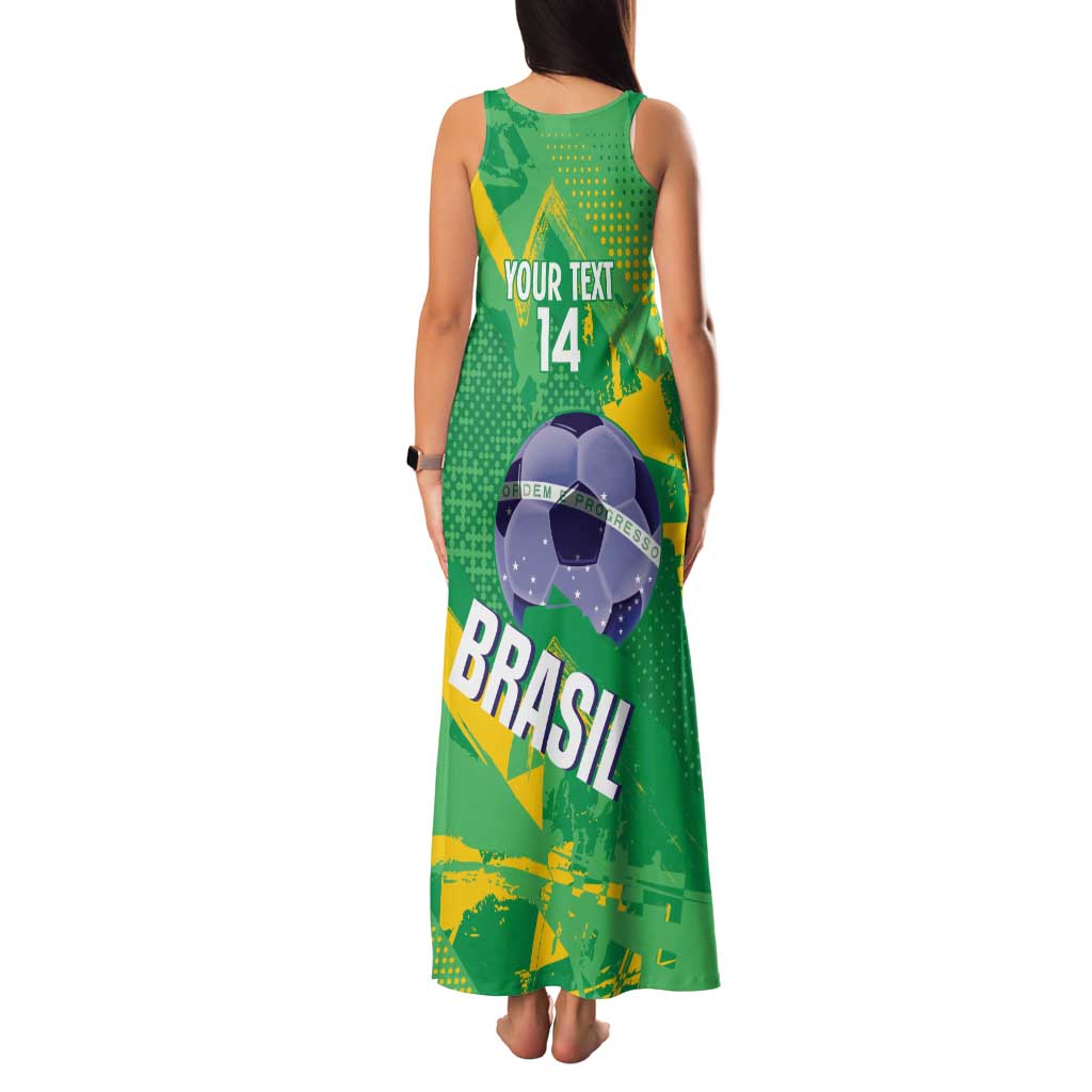 Custom Brazil Football Family Matching Tank Maxi Dress and Hawaiian Shirt Vamos Selecao Brushes Style - Wonder Print Shop