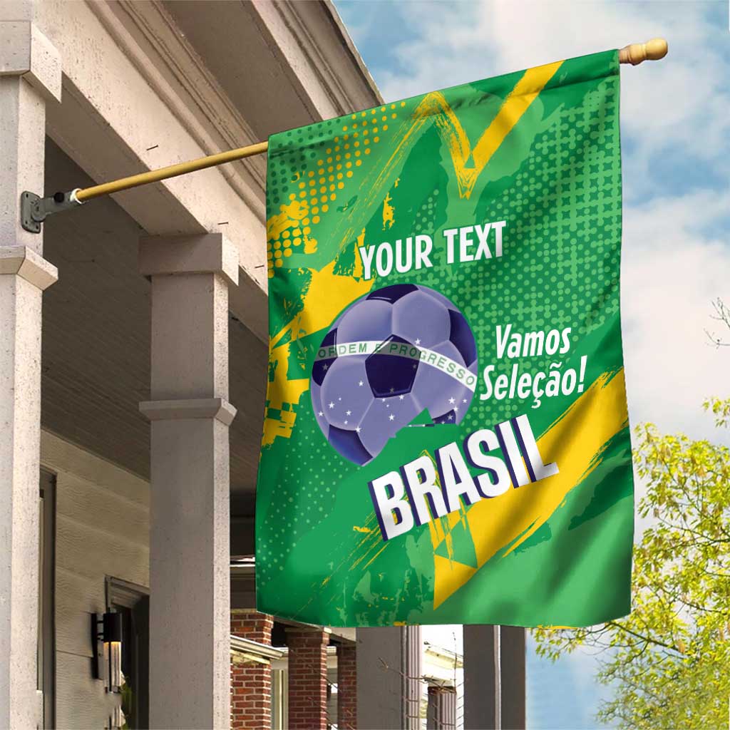 Custom Brazil Football Garden Flag Vamos Selecao Brushes Style - Wonder Print Shop
