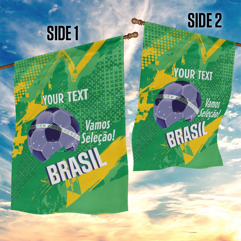 Custom Brazil Football Garden Flag Vamos Selecao Brushes Style - Wonder Print Shop