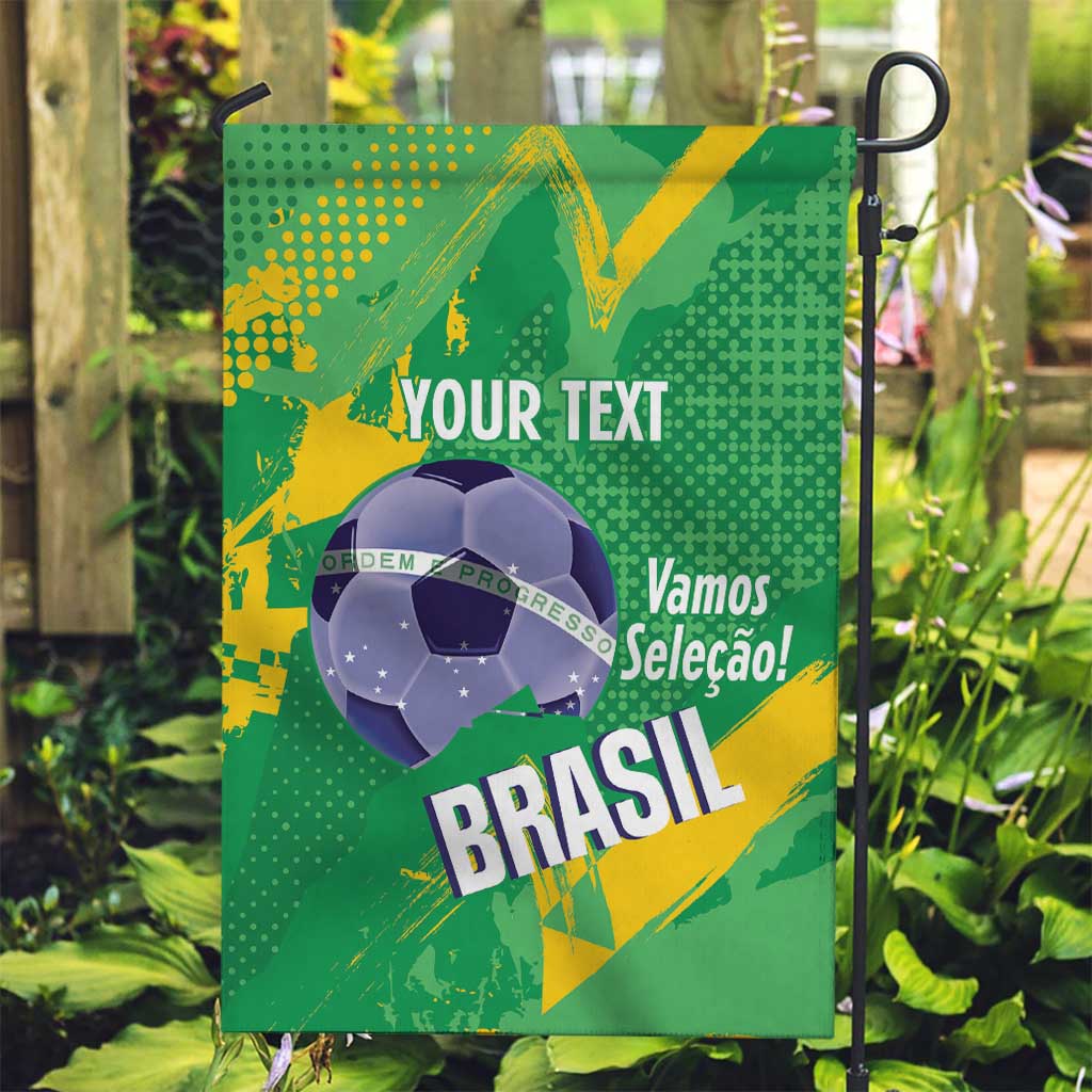 Custom Brazil Football Garden Flag Vamos Selecao Brushes Style - Wonder Print Shop