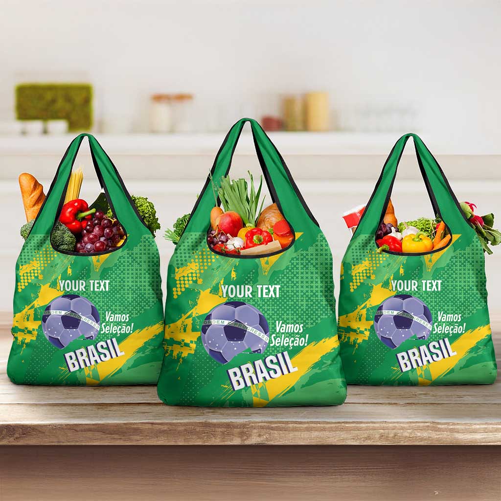 Custom Brazil Football Grocery Bag Vamos Selecao Brushes Style - Wonder Print Shop