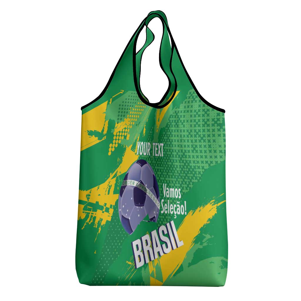 Custom Brazil Football Grocery Bag Vamos Selecao Brushes Style - Wonder Print Shop