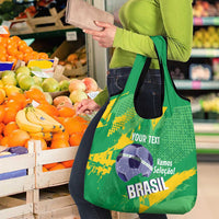 Custom Brazil Football Grocery Bag Vamos Selecao Brushes Style - Wonder Print Shop