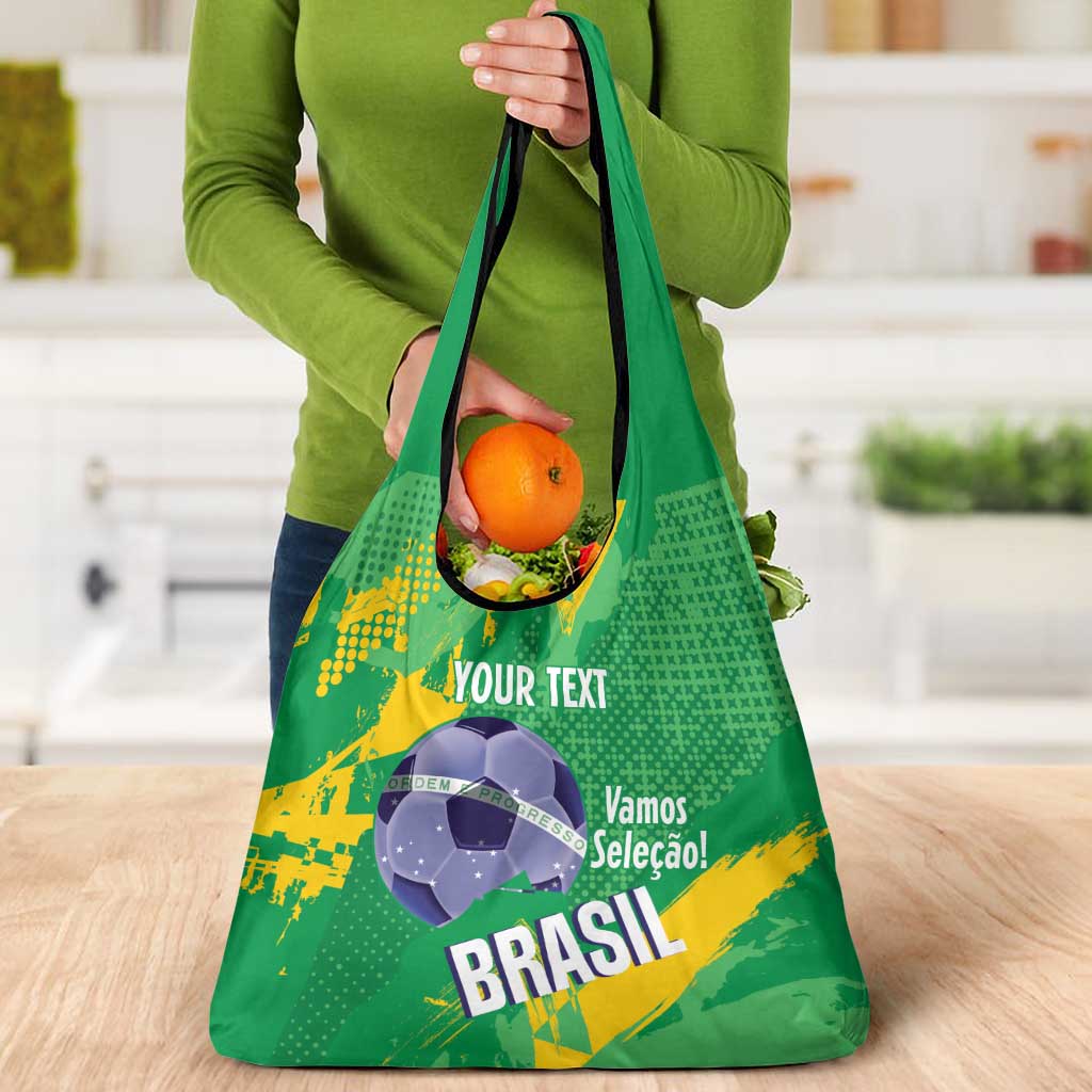 Custom Brazil Football Grocery Bag Vamos Selecao Brushes Style - Wonder Print Shop