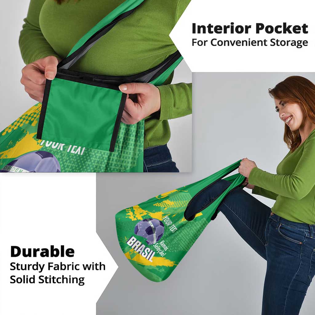 Custom Brazil Football Grocery Bag Vamos Selecao Brushes Style - Wonder Print Shop