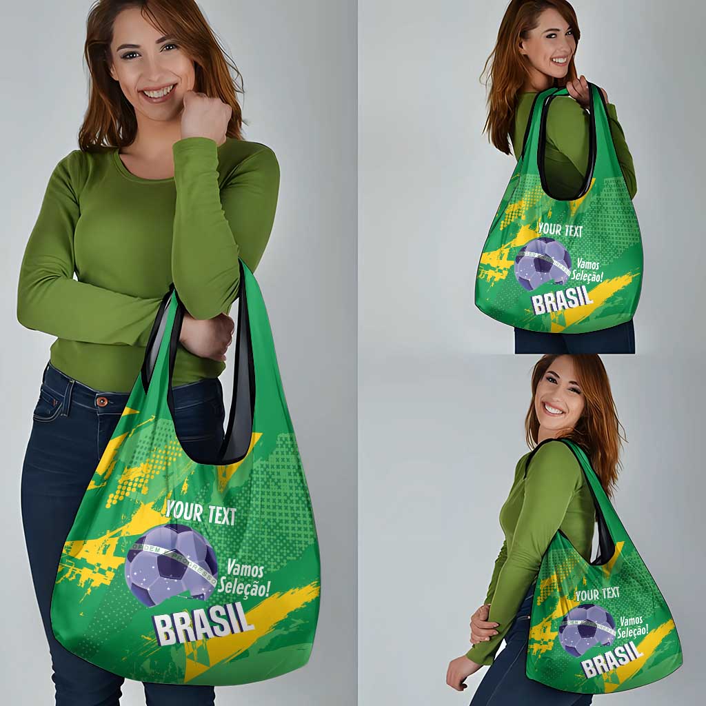 Custom Brazil Football Grocery Bag Vamos Selecao Brushes Style - Wonder Print Shop