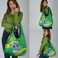 Custom Brazil Football Grocery Bag Vamos Selecao Brushes Style - Wonder Print Shop