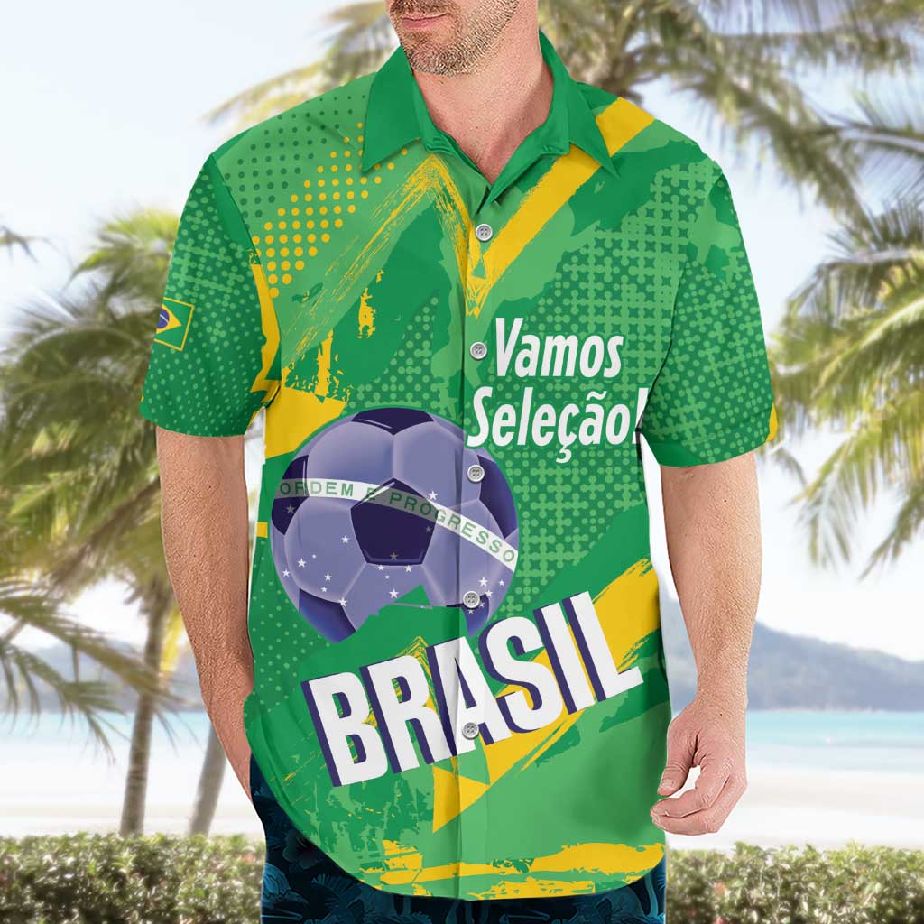 Custom Brazil Football Hawaiian Shirt Vamos Selecao Brushes Style - Wonder Print Shop