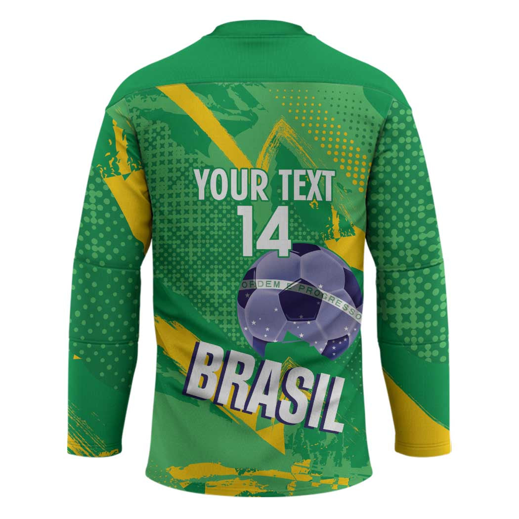 Custom Brazil Football Hockey Jersey Vamos Selecao Brushes Style - Wonder Print Shop
