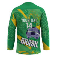 Custom Brazil Football Hockey Jersey Vamos Selecao Brushes Style - Wonder Print Shop