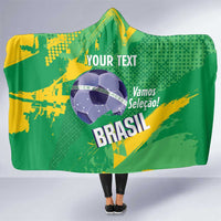 Custom Brazil Football Hooded Blanket Vamos Selecao Brushes Style - Wonder Print Shop