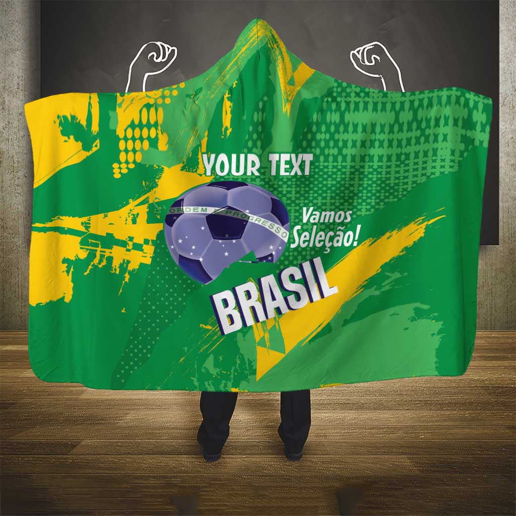 Custom Brazil Football Hooded Blanket Vamos Selecao Brushes Style - Wonder Print Shop