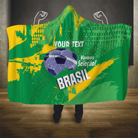 Custom Brazil Football Hooded Blanket Vamos Selecao Brushes Style - Wonder Print Shop