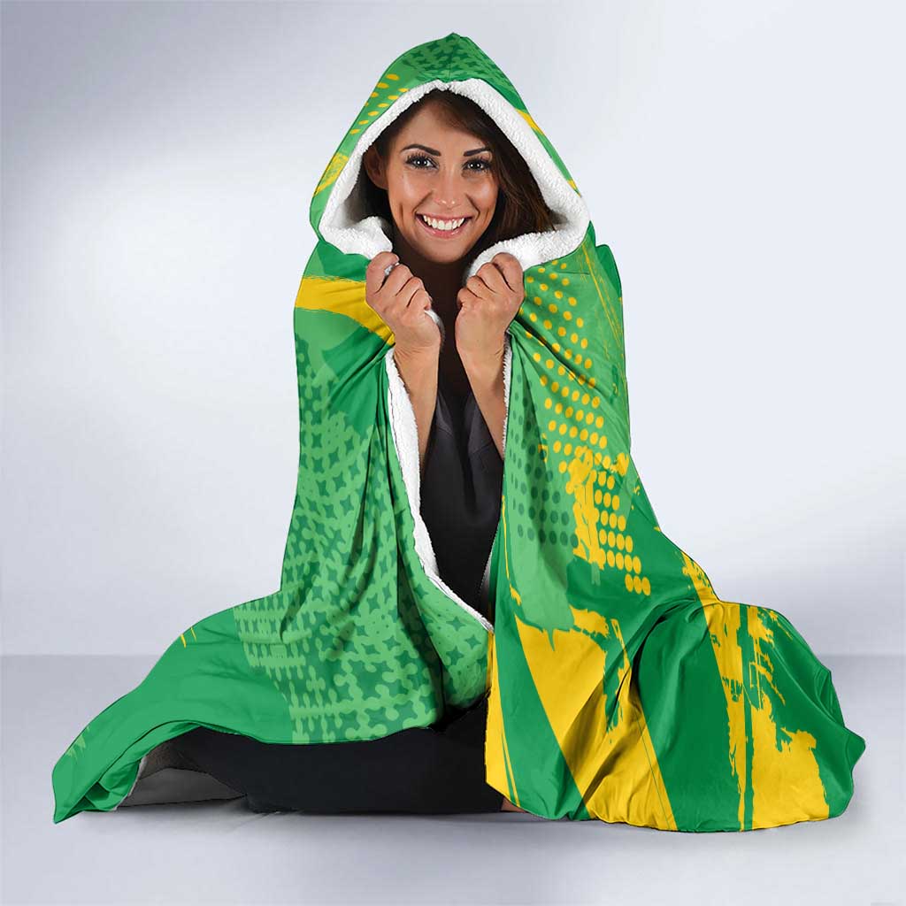 Custom Brazil Football Hooded Blanket Vamos Selecao Brushes Style - Wonder Print Shop