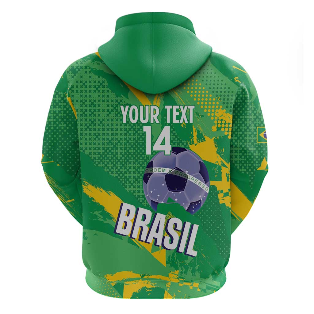 Custom Brazil Football Hoodie Vamos Selecao Brushes Style - Wonder Print Shop