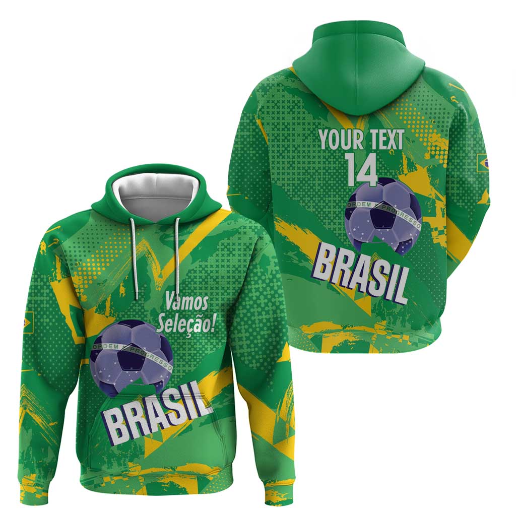 Custom Brazil Football Hoodie Vamos Selecao Brushes Style - Wonder Print Shop