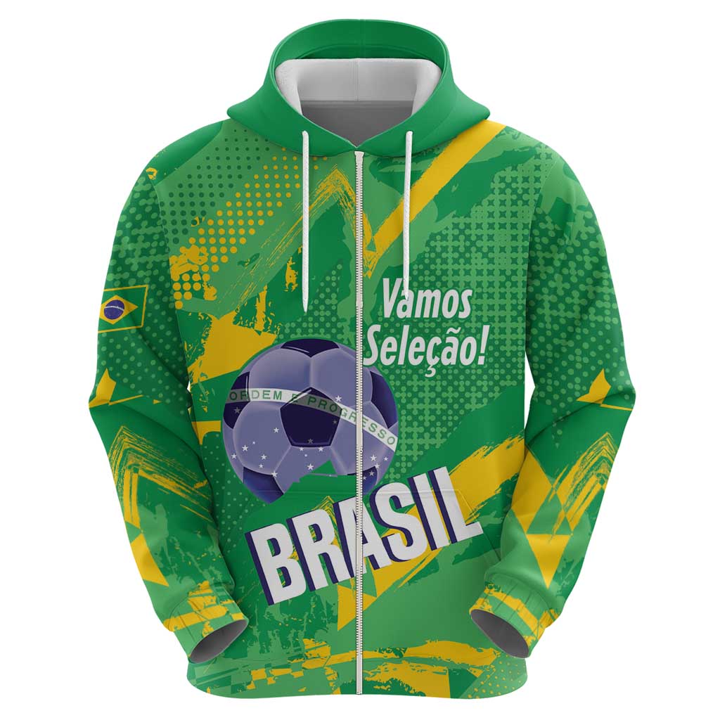 Custom Brazil Football Hoodie Vamos Selecao Brushes Style - Wonder Print Shop