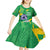Custom Brazil Football Kid Short Sleeve Dress Vamos Selecao Brushes Style - Wonder Print Shop
