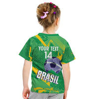 Custom Brazil Football Kid T Shirt Vamos Selecao Brushes Style - Wonder Print Shop