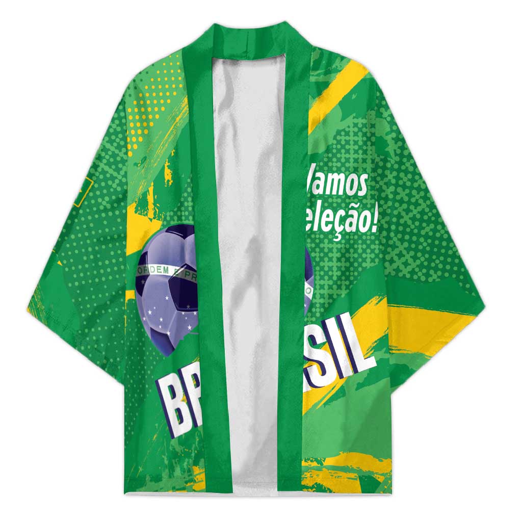 Custom Brazil Football Kimono Vamos Selecao Brushes Style - Wonder Print Shop
