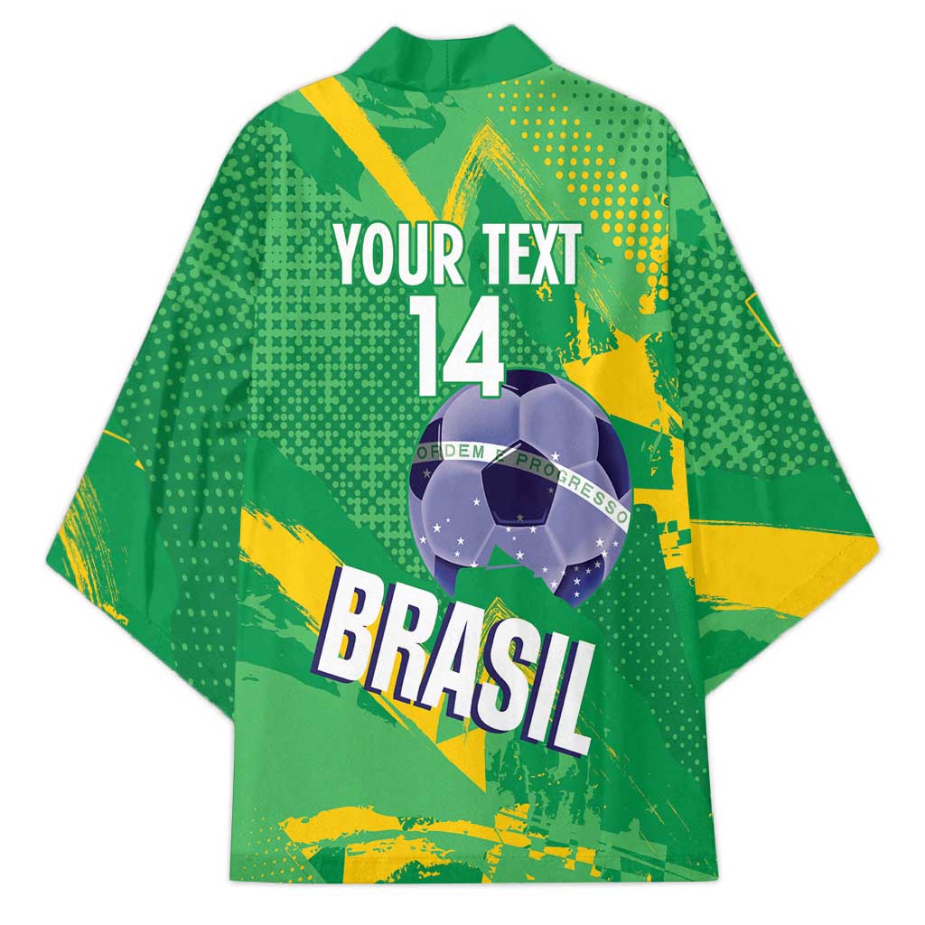 Custom Brazil Football Kimono Vamos Selecao Brushes Style - Wonder Print Shop