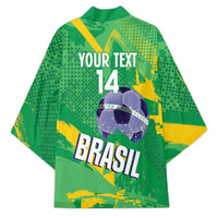 Custom Brazil Football Kimono Vamos Selecao Brushes Style - Wonder Print Shop