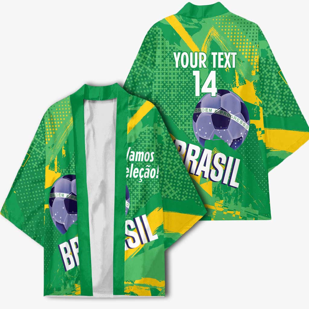 Custom Brazil Football Kimono Vamos Selecao Brushes Style - Wonder Print Shop