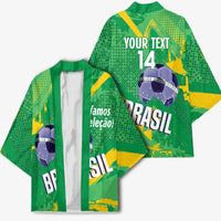 Custom Brazil Football Kimono Vamos Selecao Brushes Style - Wonder Print Shop