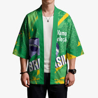 Custom Brazil Football Kimono Vamos Selecao Brushes Style - Wonder Print Shop