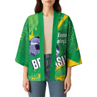 Custom Brazil Football Kimono Vamos Selecao Brushes Style - Wonder Print Shop