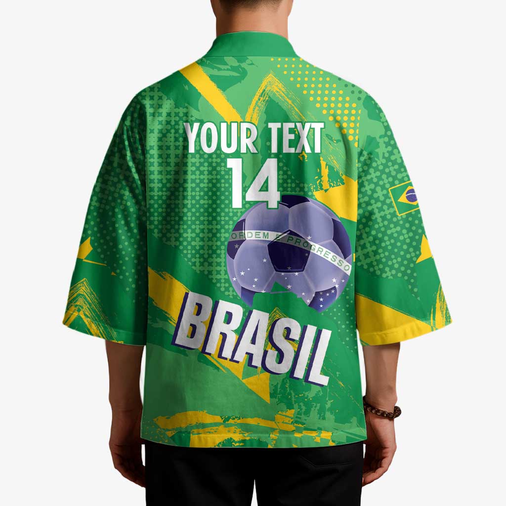Custom Brazil Football Kimono Vamos Selecao Brushes Style - Wonder Print Shop