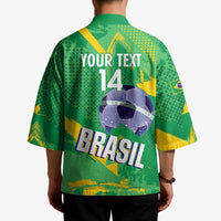 Custom Brazil Football Kimono Vamos Selecao Brushes Style - Wonder Print Shop