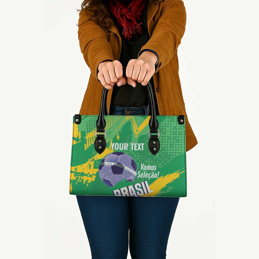 Custom Brazil Football Leather Bag Vamos Selecao Brushes Style - Wonder Print Shop