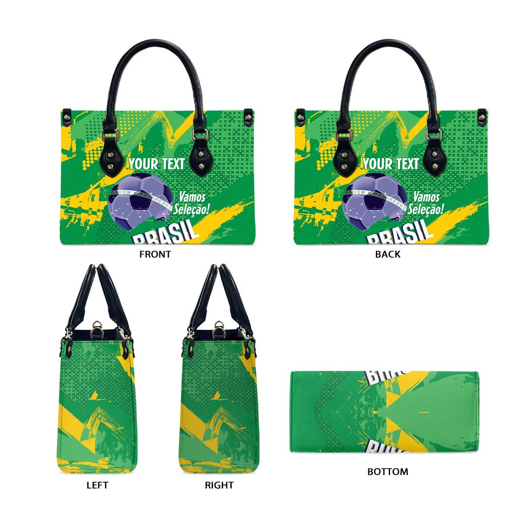 Custom Brazil Football Leather Bag Vamos Selecao Brushes Style - Wonder Print Shop