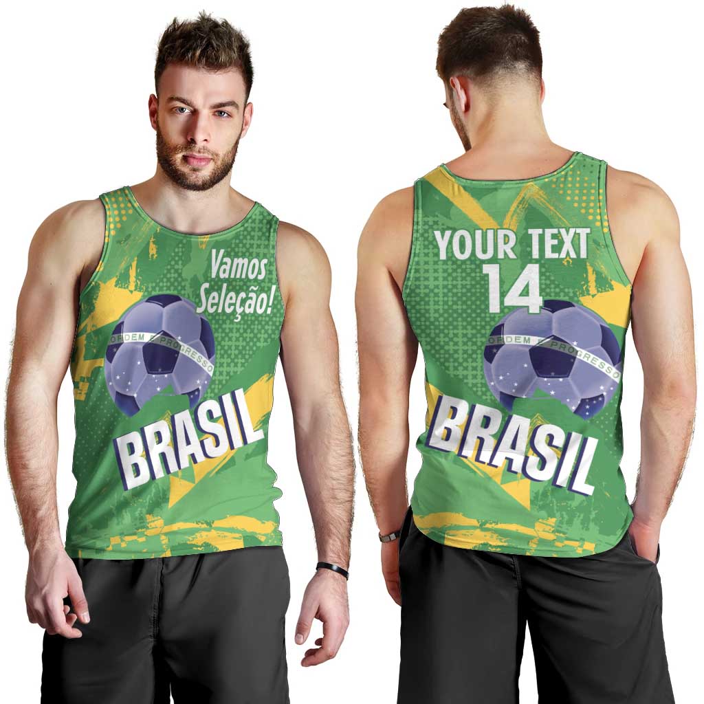 Custom Brazil Football Men Tank Top Vamos Selecao Brushes Style - Wonder Print Shop