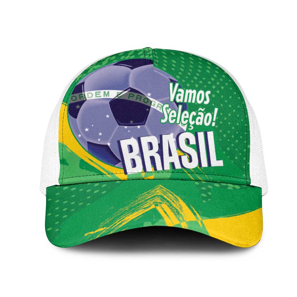Brazil Football Mesh Trucker Cap Vamos Selecao Brushes Style