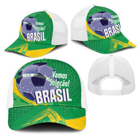 Brazil Football Mesh Trucker Cap Vamos Selecao Brushes Style