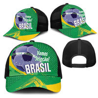 Brazil Football Mesh Trucker Cap Vamos Selecao Brushes Style