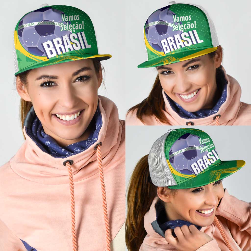 Brazil Football Mesh Trucker Cap Vamos Selecao Brushes Style