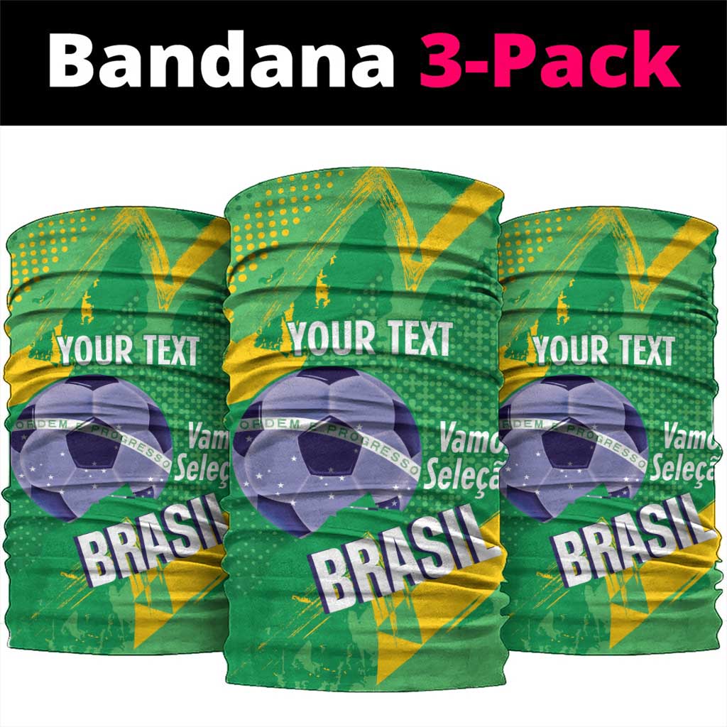 Custom Brazil Football Neck Gaiter Vamos Selecao Brushes Style - Wonder Print Shop