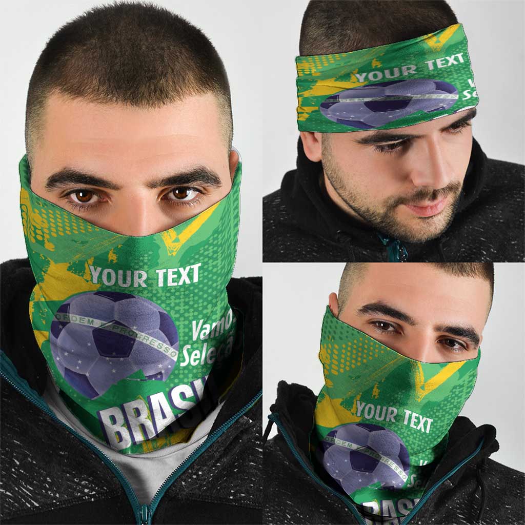 Custom Brazil Football Neck Gaiter Vamos Selecao Brushes Style - Wonder Print Shop